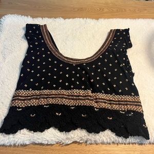 Free People scoop crop top with embroidery and crochet bottom